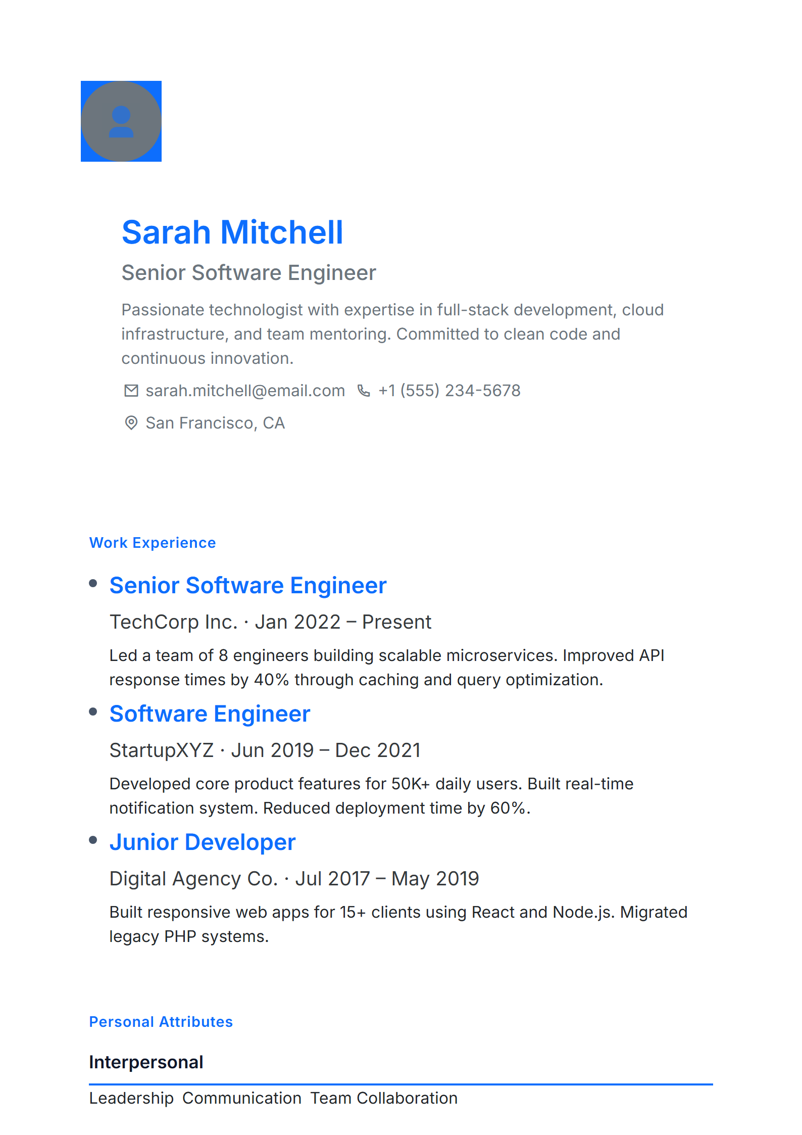 ATS Optimized Resume Template