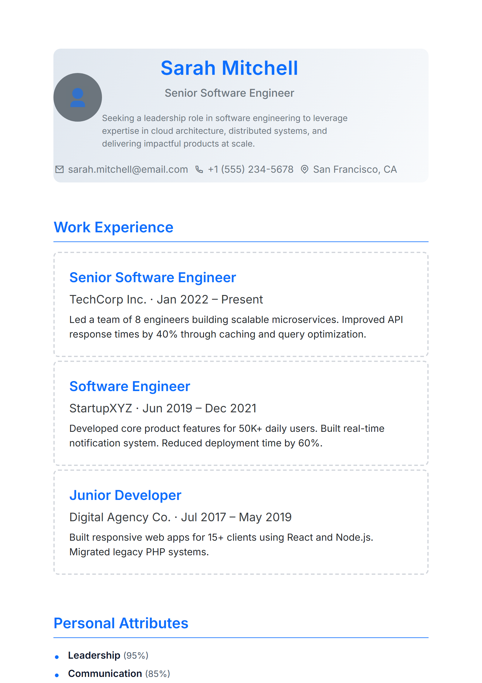 Custom Navy Resume Template