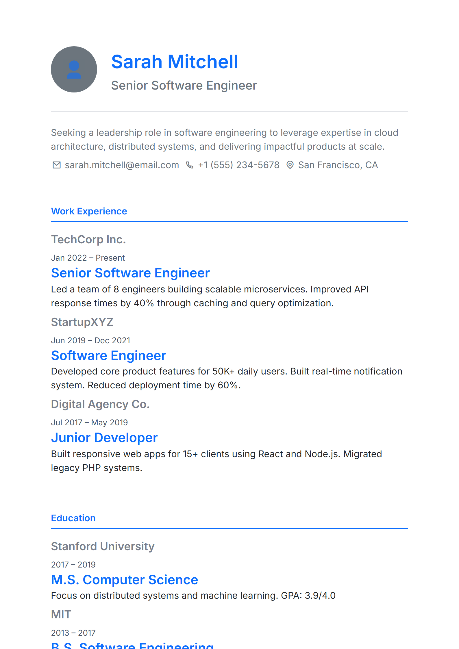 Custom Professional Resume Template