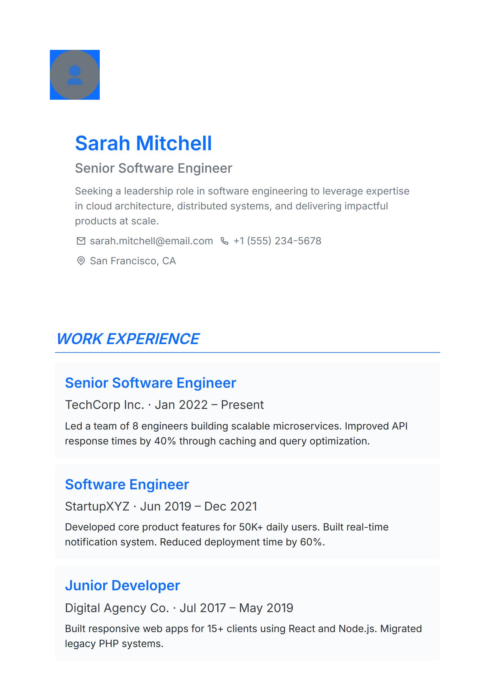 Forest Blue Resume Template