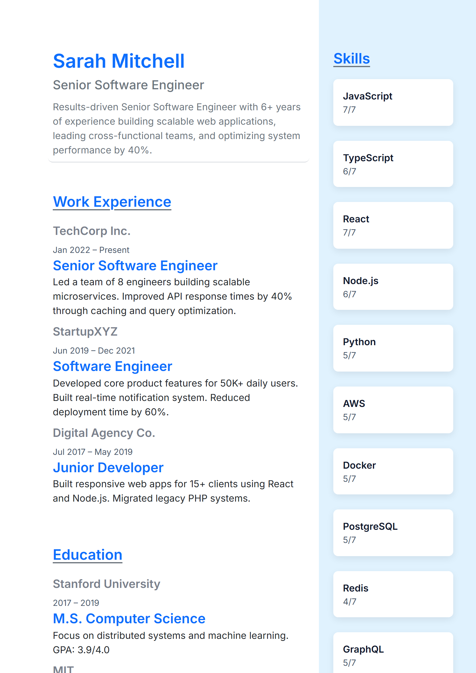 Custom Teal Resume Template