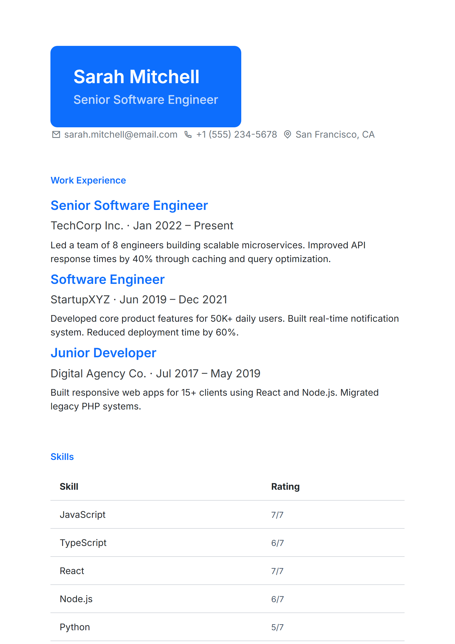 Pine Standard Resume Template